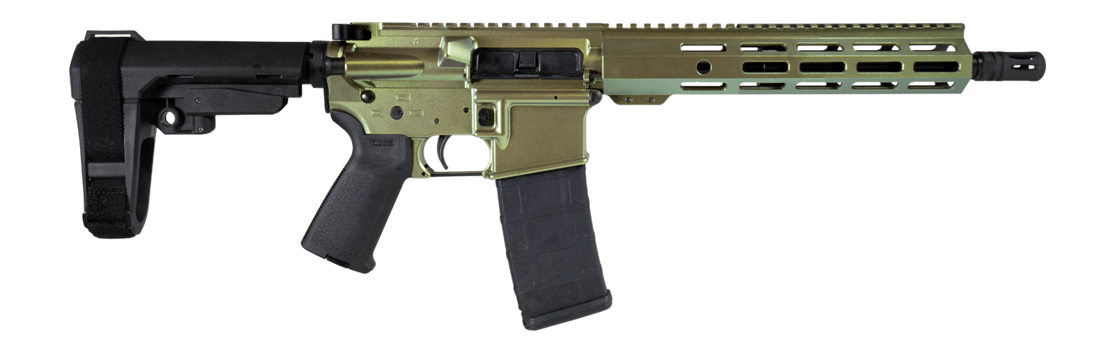 Shark Coast Tactical SCC07138CAI-P Caiman 5.56 NATO 30+1 10.50" Black Nitride Threaded Barrel, Aluminum Receiver w/Picatinny Rail, M-LOK Handguard, Polymer SB Tactical SBA3 Brace, Magpul MOE Grip, Rig