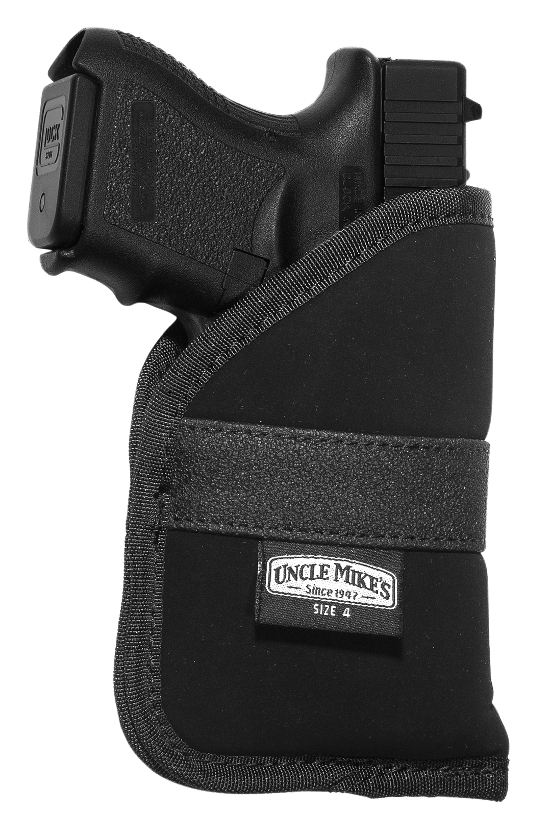 Uncle Mike's 87444 Inside The Pocket Holster Open Top Size 04 Black Nylon Pocket Fits Subcompact 9/40 Auto Right Hand