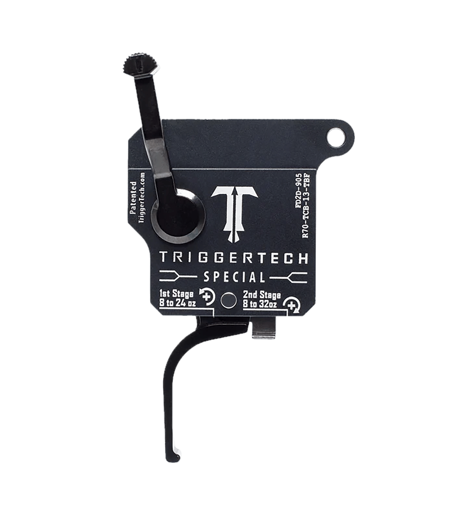 TriggerTech R70TCB13TBF Special  Two-Stage Flat Trigger with 1-3.50 lbs Draw Weight Black Finish for Remington 700 Right