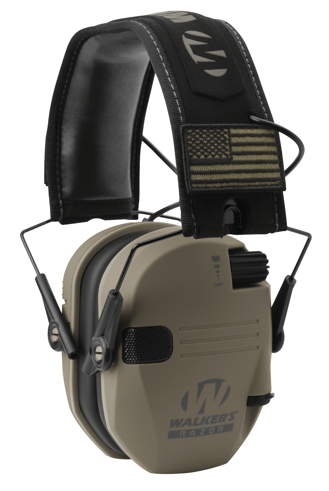 Walker's GWPRSEMPAT Razor Patriot Slim Muff 23 dB Over the Head Flat Dark Earth/Black Polymer