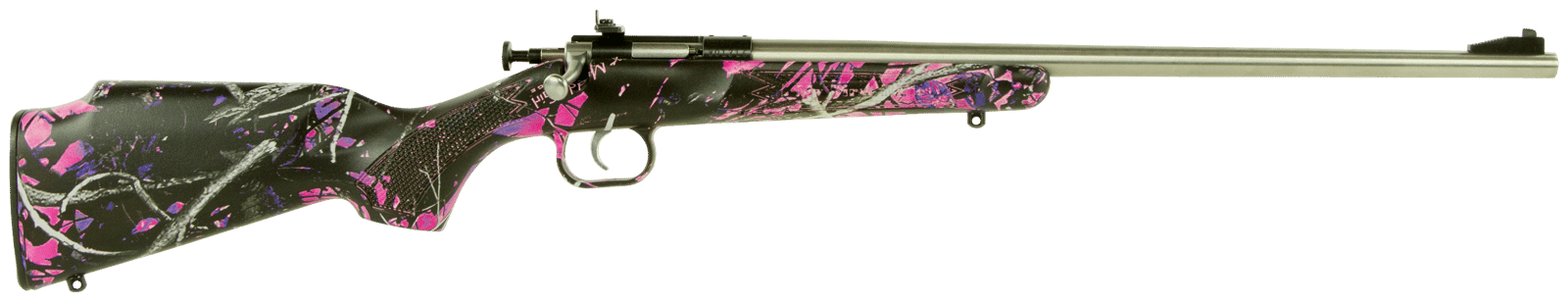 Crickett KSA2167 Youth  22 LR 1rd 16.12" Stainless Steel Barrel, Fixed Front/Adjustable Rear Peep Sights, Hydro Dipped Muddy Girl Synthetic Stock w/11.5" LOP, Rebounding Firing Pin Safety