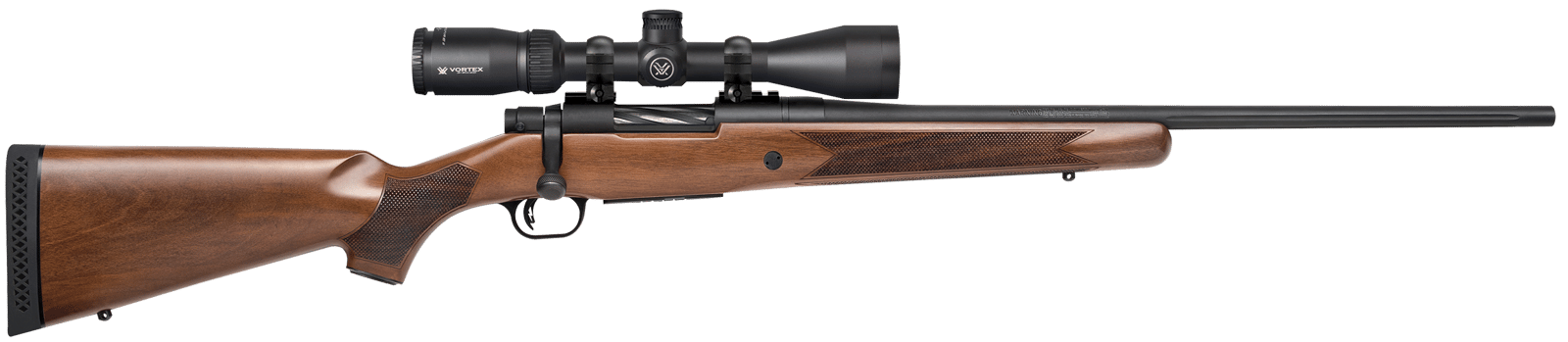 Mossberg 28058 Patriot  7mm-08 Rem Caliber with 5+1 Capacity, 22" Fluted Barrel, Matte Blued Metal Finish & Walnut Stock Right Hand (Full Size) Includes Vortex Crossfire II 3-9x40mm Scope