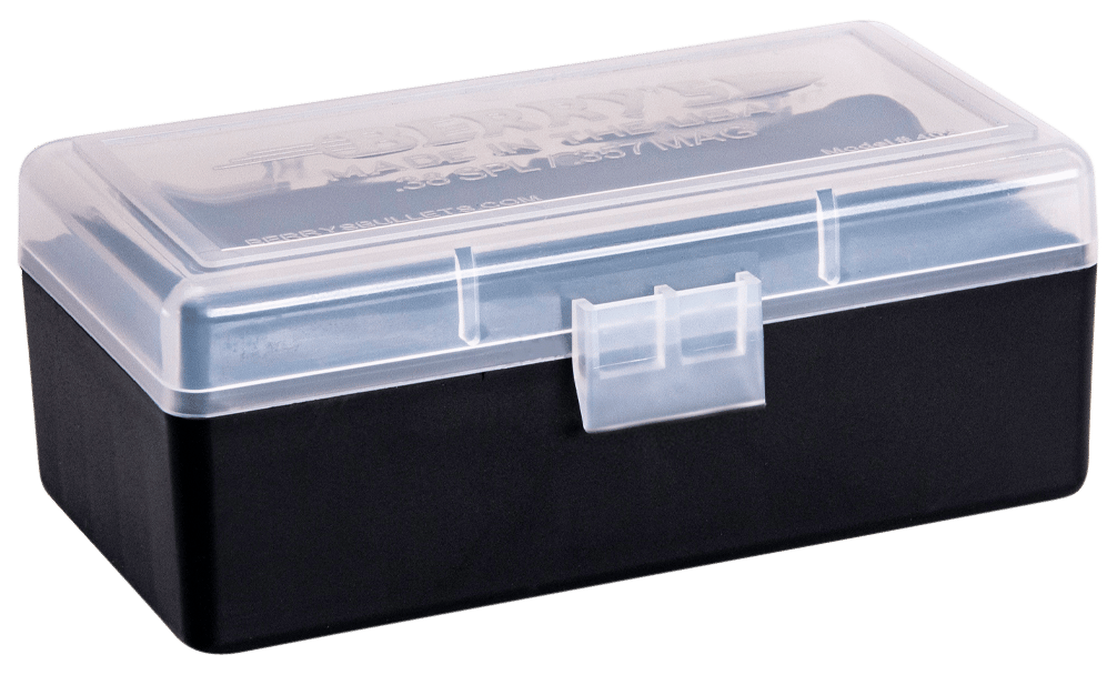Berry's 61687 Ammo Box  38 Special/357 Mag Clear/Black Polypropylene 50rd