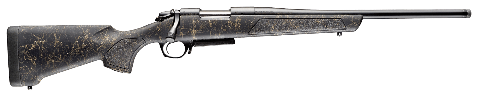 Bergara Rifles B14S907 B-14 Stoke 7mm-08 Rem 4+1, 20" Graphite Black Cerakote #4.5 Contour Threaded Barrel, Graphite Black Cerakote Steel Receiver, Black Webbed Tan Fixed w/SoftTouch Synthetic Stock