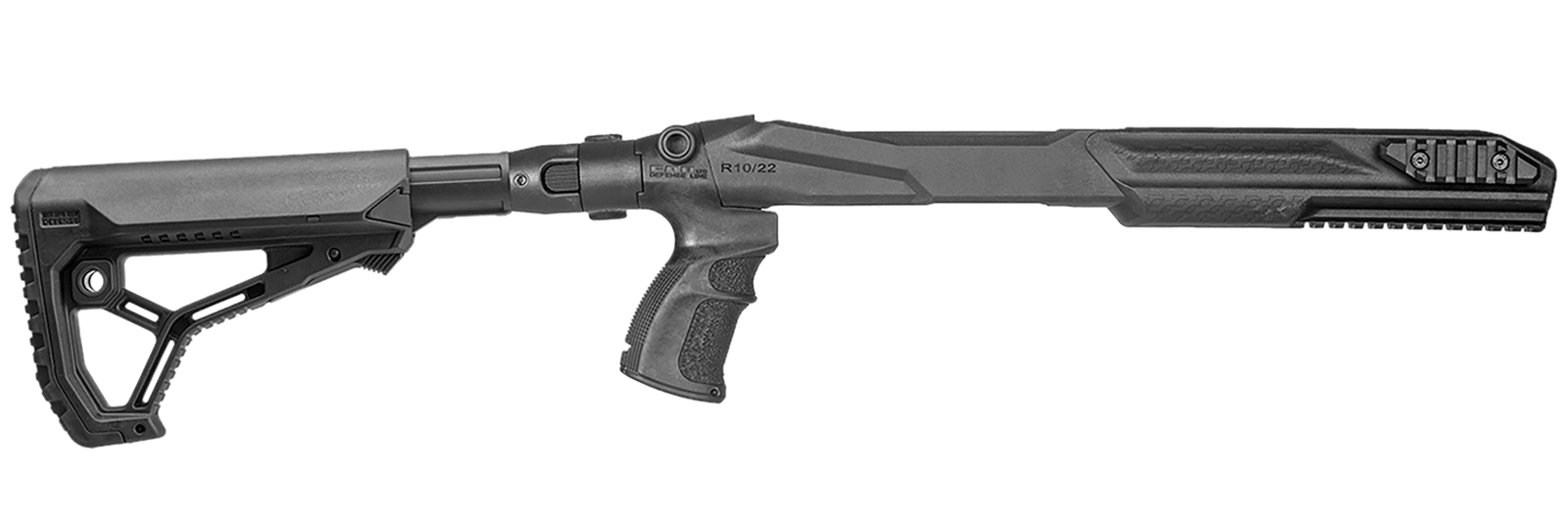FAB Defense FXM4R1022B M4 Conversion Kit Chassis, Black, Adj. Folding GL-CORE Stock, Finger Groove Pistol Grip, Pic. Accessory Rails, Fits Ruger 10/22 (Standard & Bull Barrels)