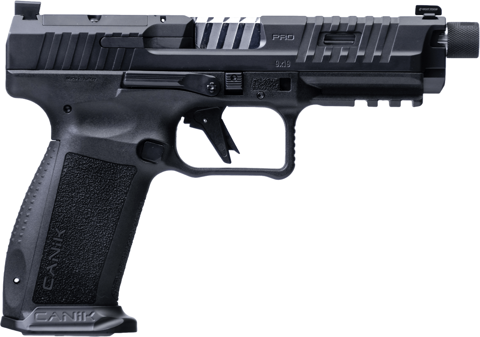 Canik HG7069-N Mete SFT Pro Full Size 9mm Luger 20+1 18+1 5" Chrome Plated Threaded Barrel, Stingray Steel Optic Ready/Serrated Slide, Stingray Polymer Frame w/Picatinny Rail, Interchangeable Backstra