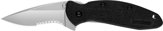 Kershaw 1620ST Scallion  2.40" Folding Drop Point Part Serrated Bead Blasted 420HC SS Blade Black Glass-Filled Nylon  Handle Includes Pocket Clip