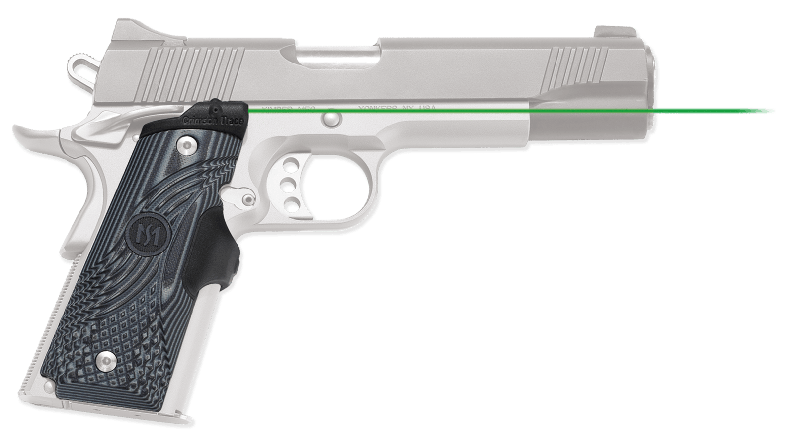 Crimson Trace 0155201 Lasergrips Master Series Fits 1911 Full-Size, Green Laser Black/Gray G10