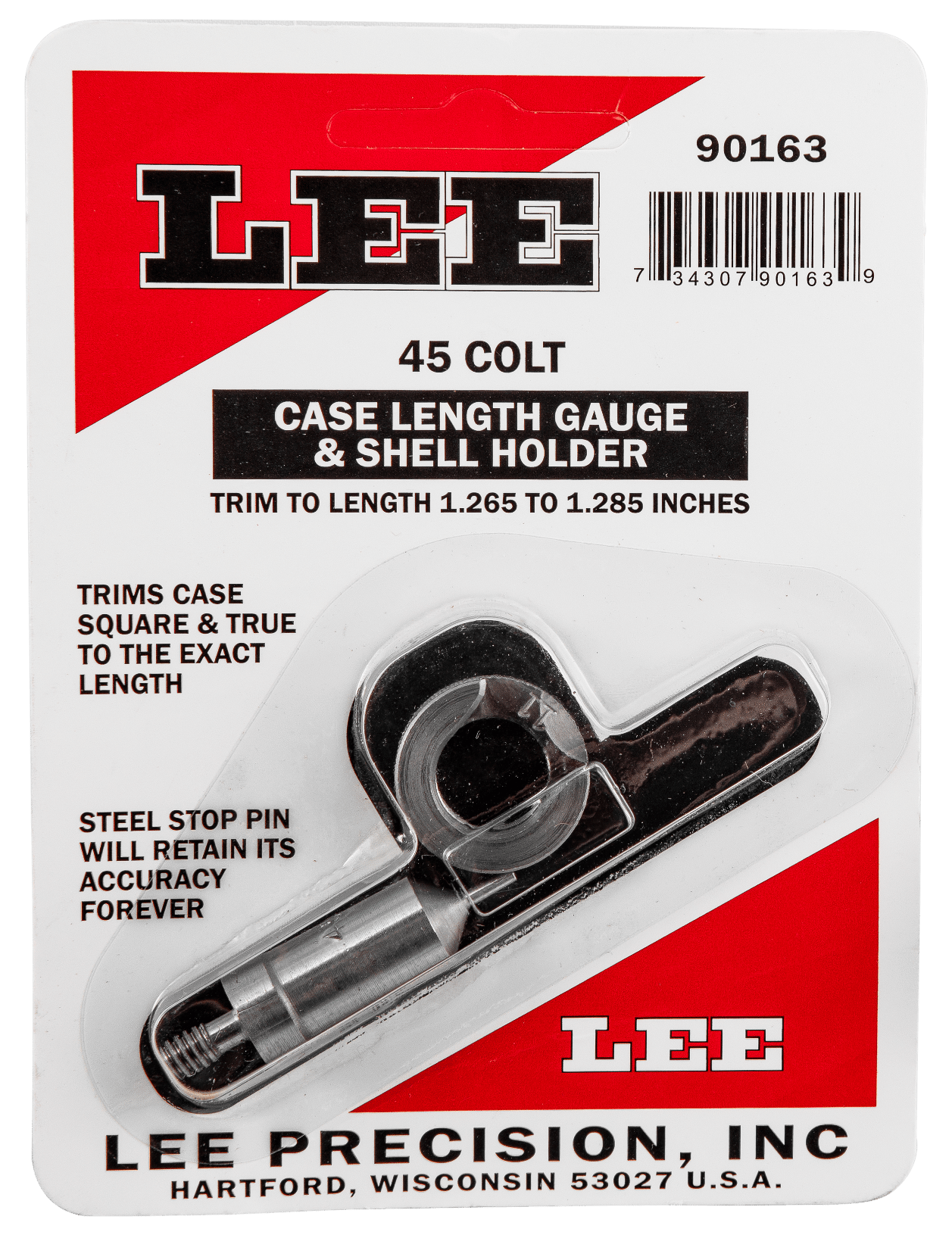 Lee Precision 90163 Case Length Gauge  45 Colt (LC) Steel Works With Cutter/Lock Stud Includes Shell Holder