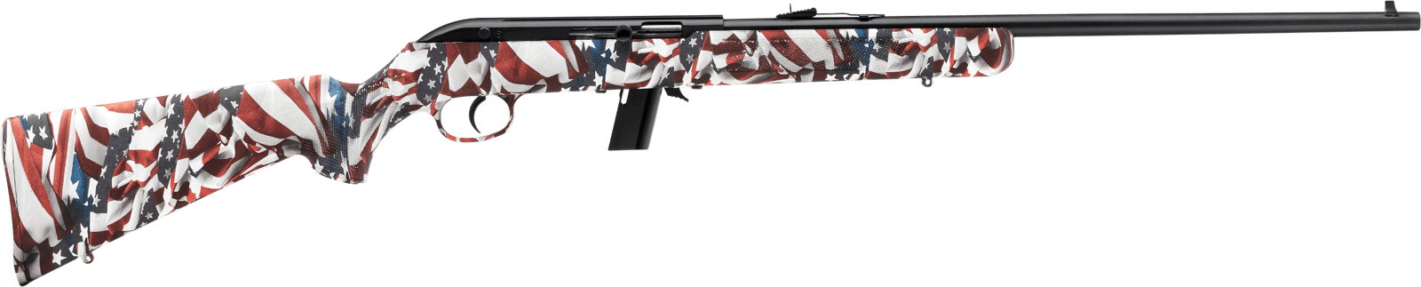 Savage Arms 40222 64 F Full Size 22 LR 10+1 21" Matte Black Carbon Steel Barrel, Matte Black Grooved Carbon Steel Receiver, American Flag Fixed Synthetic Stock, Right Hand