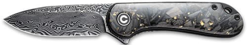 CIVIVI KNIFE ELEMENTUM 2.96" SHREDDED CBN FBR/GOLDEN DMSCS