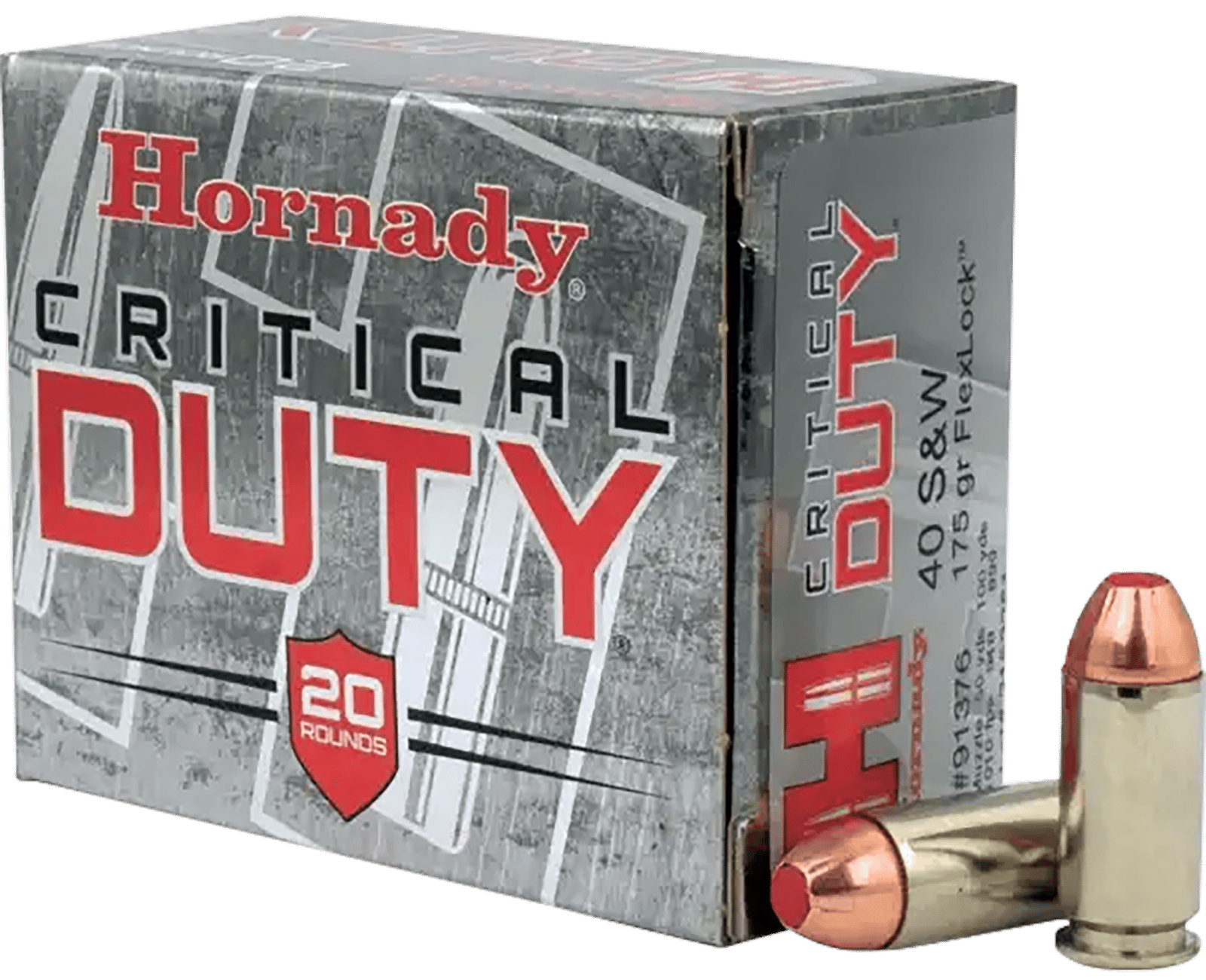 Hornady 91376 Critical Duty  40S&W 175gr Hornady FlexLock 20 Per Box/10 Case
