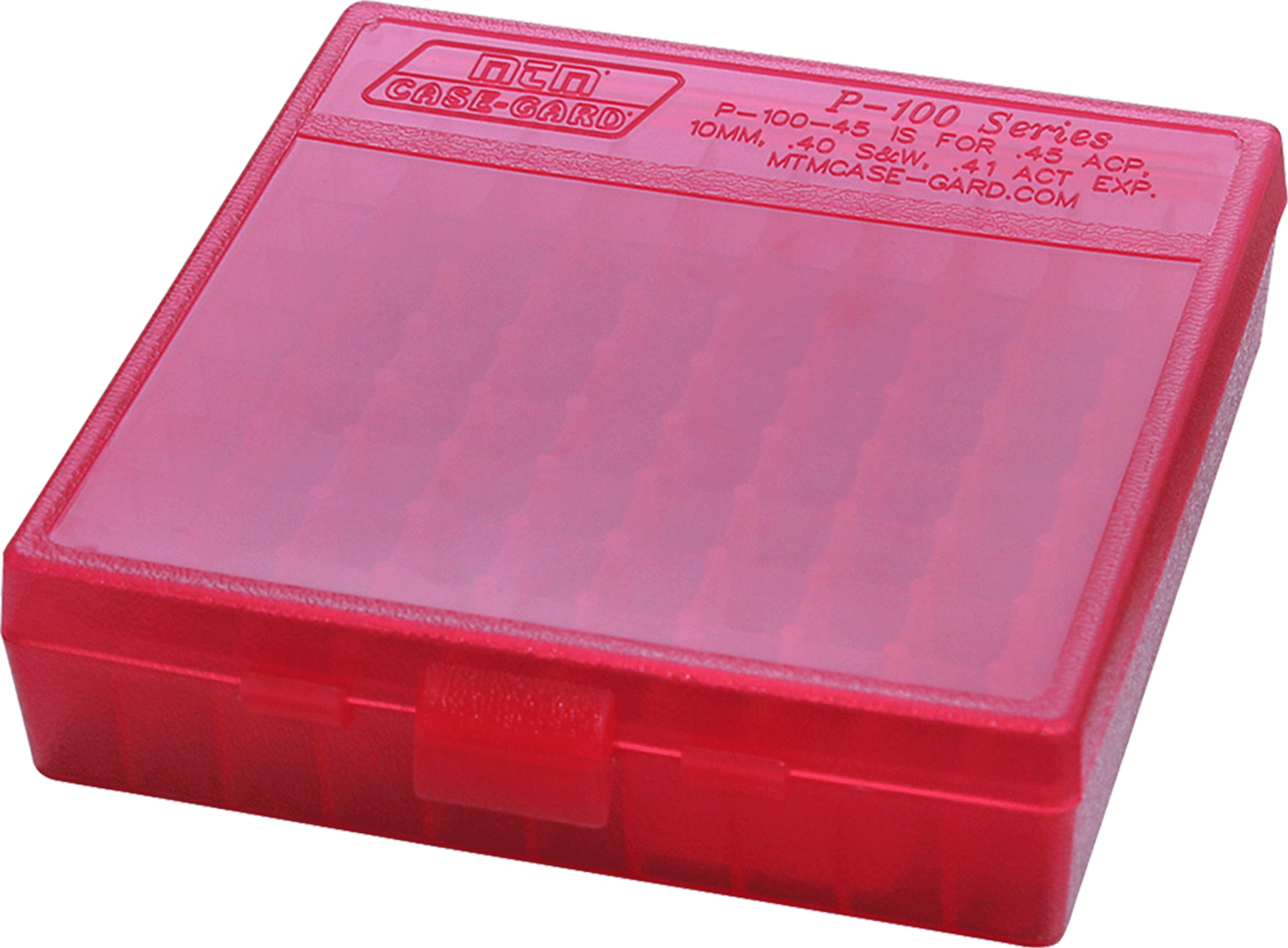 MTM Case-Gard P100929 Ammo Box Flip-Top Multi Caliber Clear Red Polypropylene 100rd