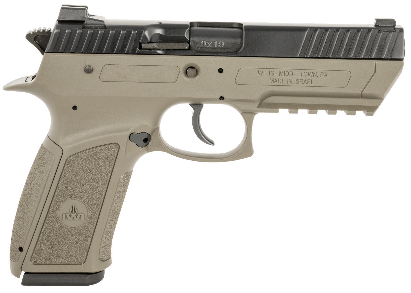 IWI US J941PL9OD-II Jericho 941 Enhanced 9mm Luger Caliber with 4.40" Barrel, 17+1 Capacity, OD Green Finish Picatinny Rail Frame, Serrated Black Steel Slide & Polymer Grip