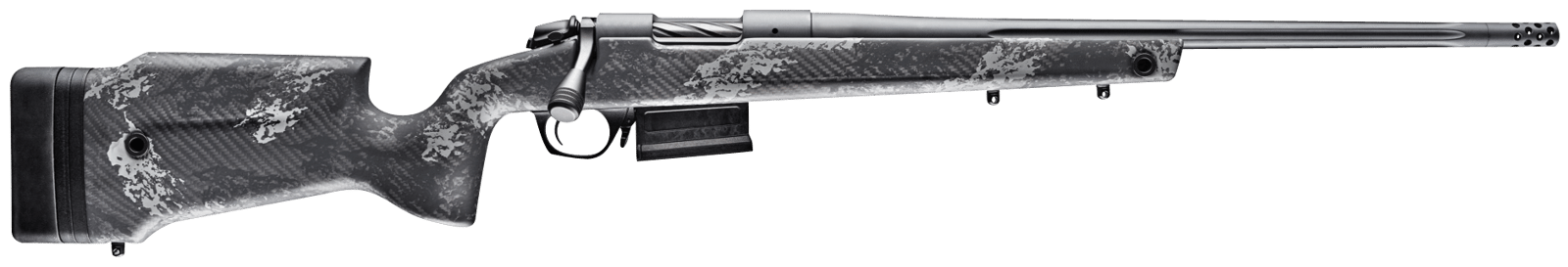 Bergara Rifles B14LM751 B-14 Crest 300 Win Mag 5+1 22" Fluted/Threaded, Sniper Gray Cerakote Barrel/Rec, Monte Carlo Carbon Fiber Stock with Black & Gray Splatter, Omni Muzzle Brake