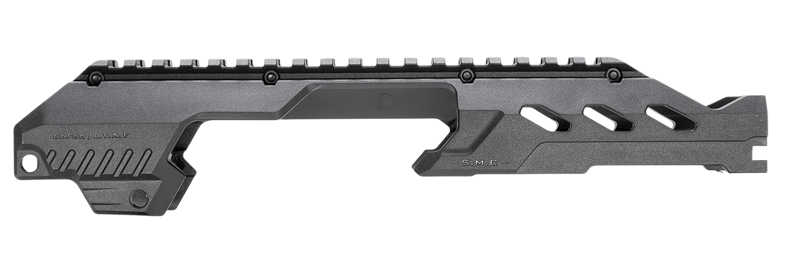 Strike Industries SMCCP320TRAIL SMC Charlie Top Rail Black Steel Compatible w/ Extended Charging Handle for P320 Slides