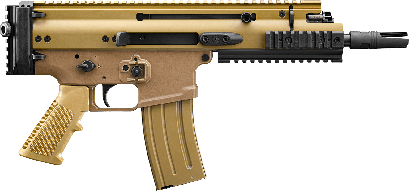 FN 38101245 SCAR 15P 5.56x45mm 10+1 7.50" Black Anodized Chrome Lined Steel Barrel, Flat Dark Earth Anodized Aluminum Picatinny Rail Receiver, FDE Polymer Grip, Ambidextrous