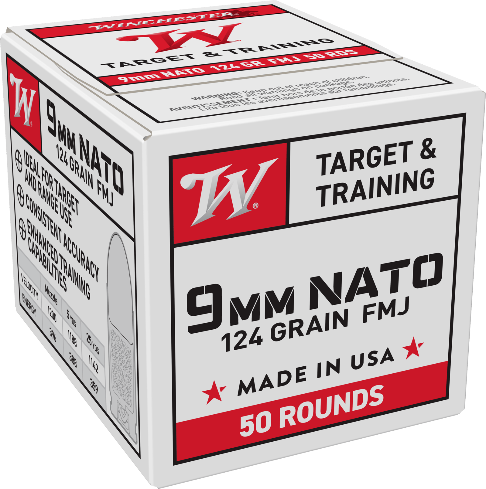 Winchester Ammo W9NATO509mm NATO 124gr Full Metal Jacket 50 Per Box/20 Case