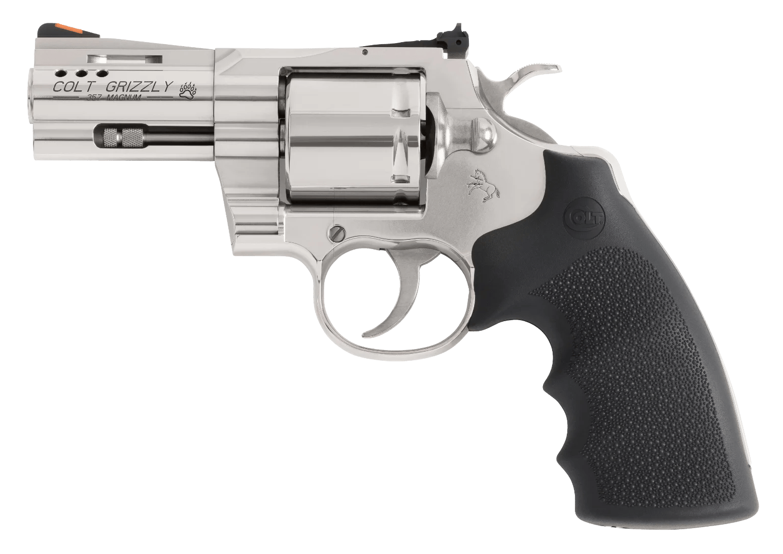 Colt Mfg GRIZZLYSP3RTS Grizzly  357 Mag 6 Shot 3" Stainless Ported Vent Rib Barrel, Stainless Unfluted Cylinder, Stainless Stainless Steel Frame, Black Hogue Overmolded Grip, Exposed Hammer