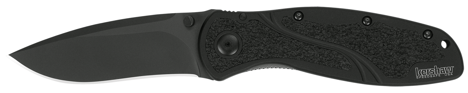 Kershaw 1670BLK Blur  3.40" Folding Drop Point w/Recurve Plain Black DLC 14C28N Steel Blade Black Anodized Aluminum Handle Includes Pocket Clip