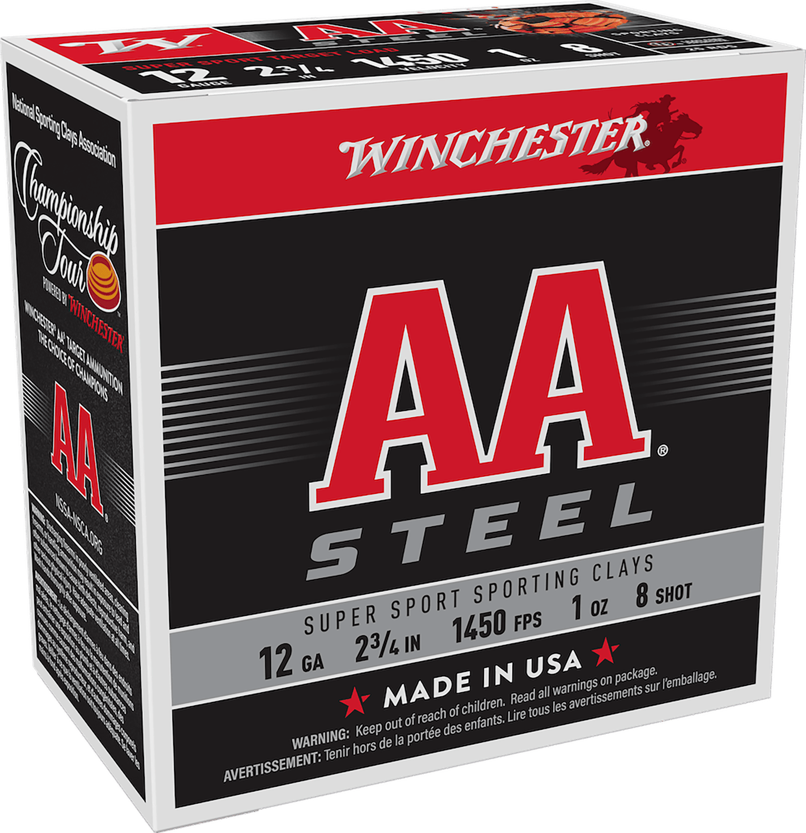 Winchester Ammo AASCL12S8 AA Super Sport Sporting Clay 12Gauge 2.75" 1oz 8Shot 25 Per Box/10 Case