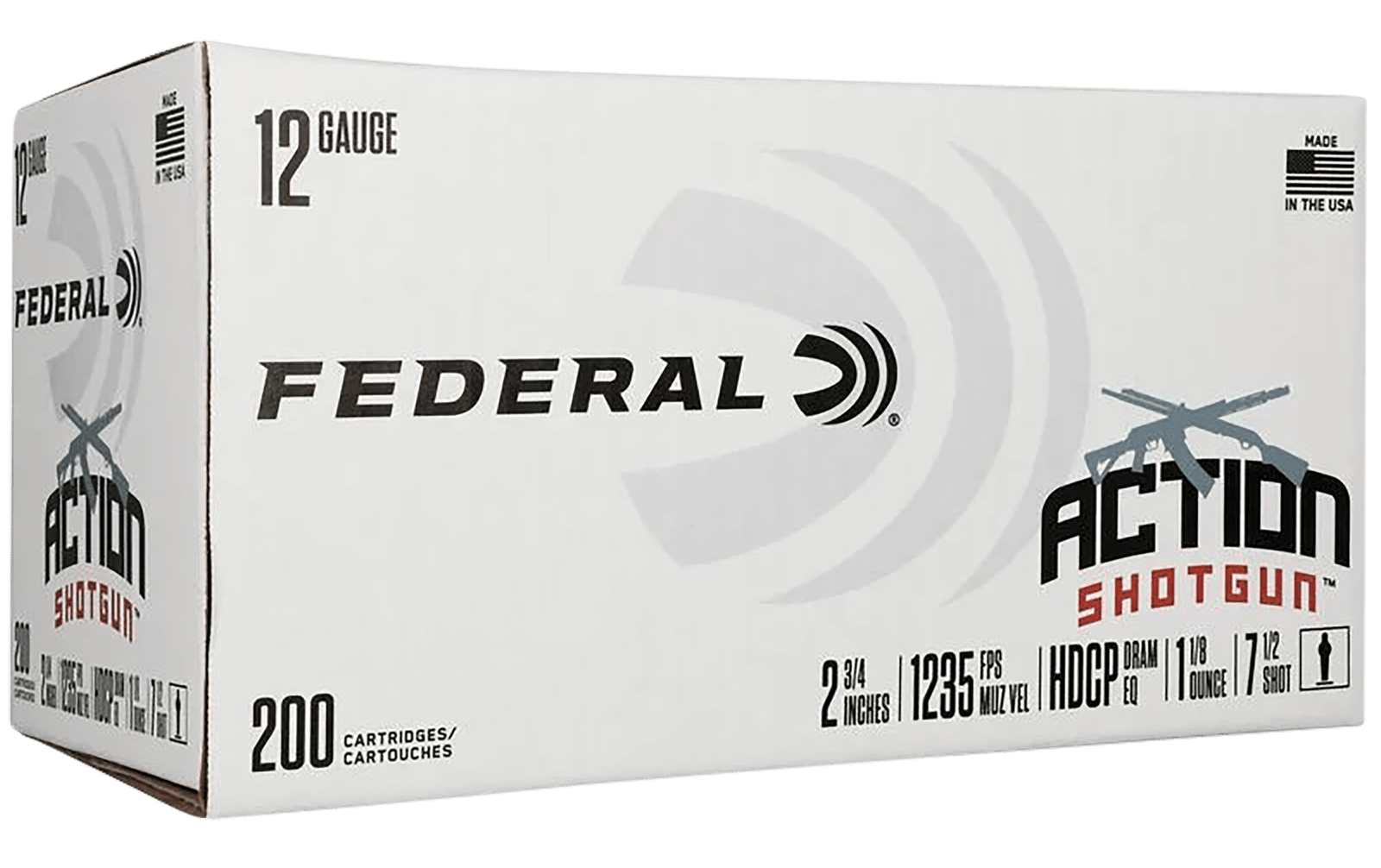 Federal AS12H75 Action Shotgun  12Gauge 2.75" 1 1/8oz 7.5Shot 200 Per Box/1 Case