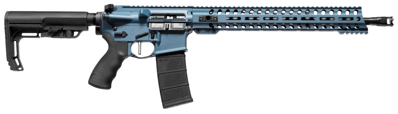 Patriot Ordnance Factory 01580 Wonder  5.56x45mm NATO 16.50" 30+1 Blue Titanium Cerakote 6 Position MFT Minimalist Stock