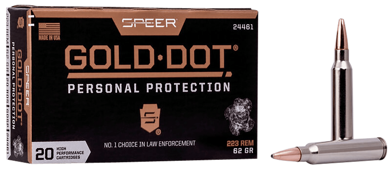 Speer 24461 Gold Dot Personal Protection 223Rem 62gr Soft Point 20 Per Box/10 Case