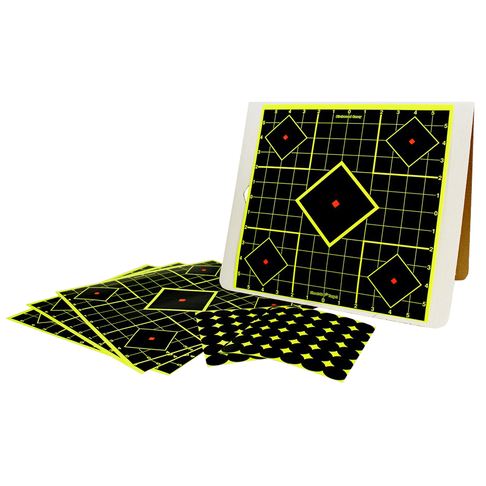 Birchwood Casey 34202 Shoot-N-C Reactive Target Kit Self-Adhesive Paper Black/Yellow 12"x12" 5-Diamond 4 Pack