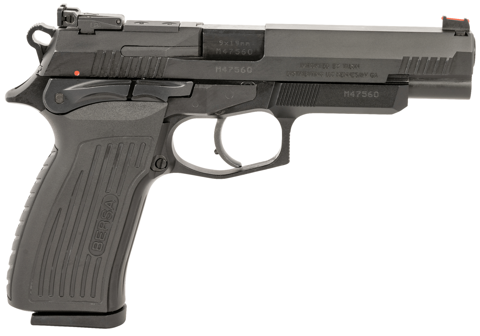 Bersa TPR9XT TPR XT Full Size Frame 9mm Luger 17+1, 4.96" Black Steel Barrel, Matte Black Serrated Steel Slide & Aluminum Frame, Ambidextrous