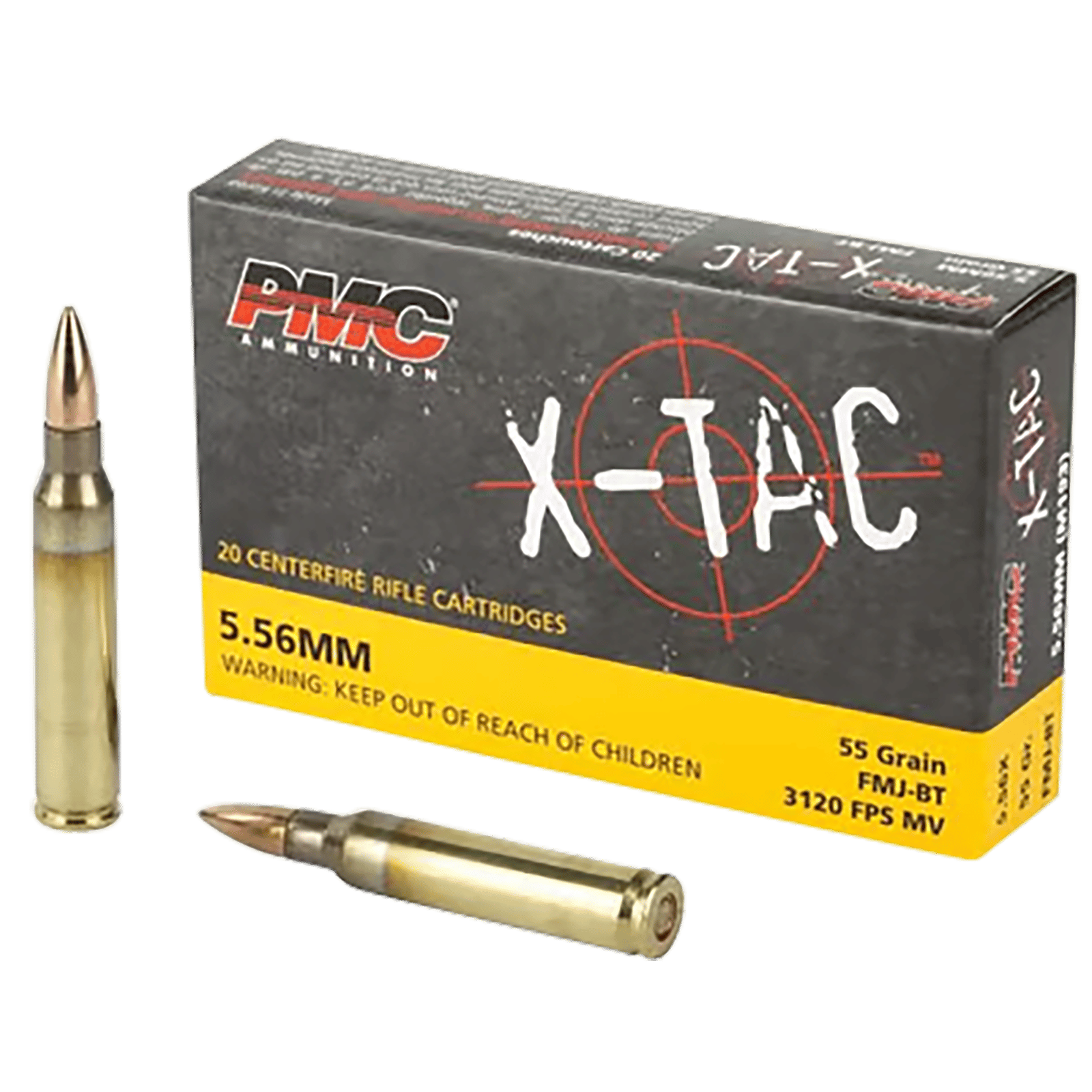 PMC 556XBP X-Tac Battle Pack 5.56x45mmNATO 55gr Full Metal Jacket Boat Tail 200 Per Box/5 Case