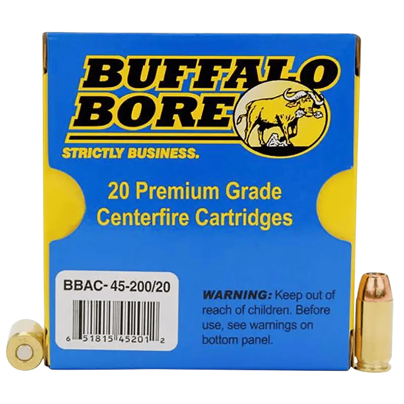 Buffalo Bore Ammunition 4520020 Personal Defense Strictly Business 45ACP +P 200gr Jacket Hollow Point 20 Per Box/12 Case
