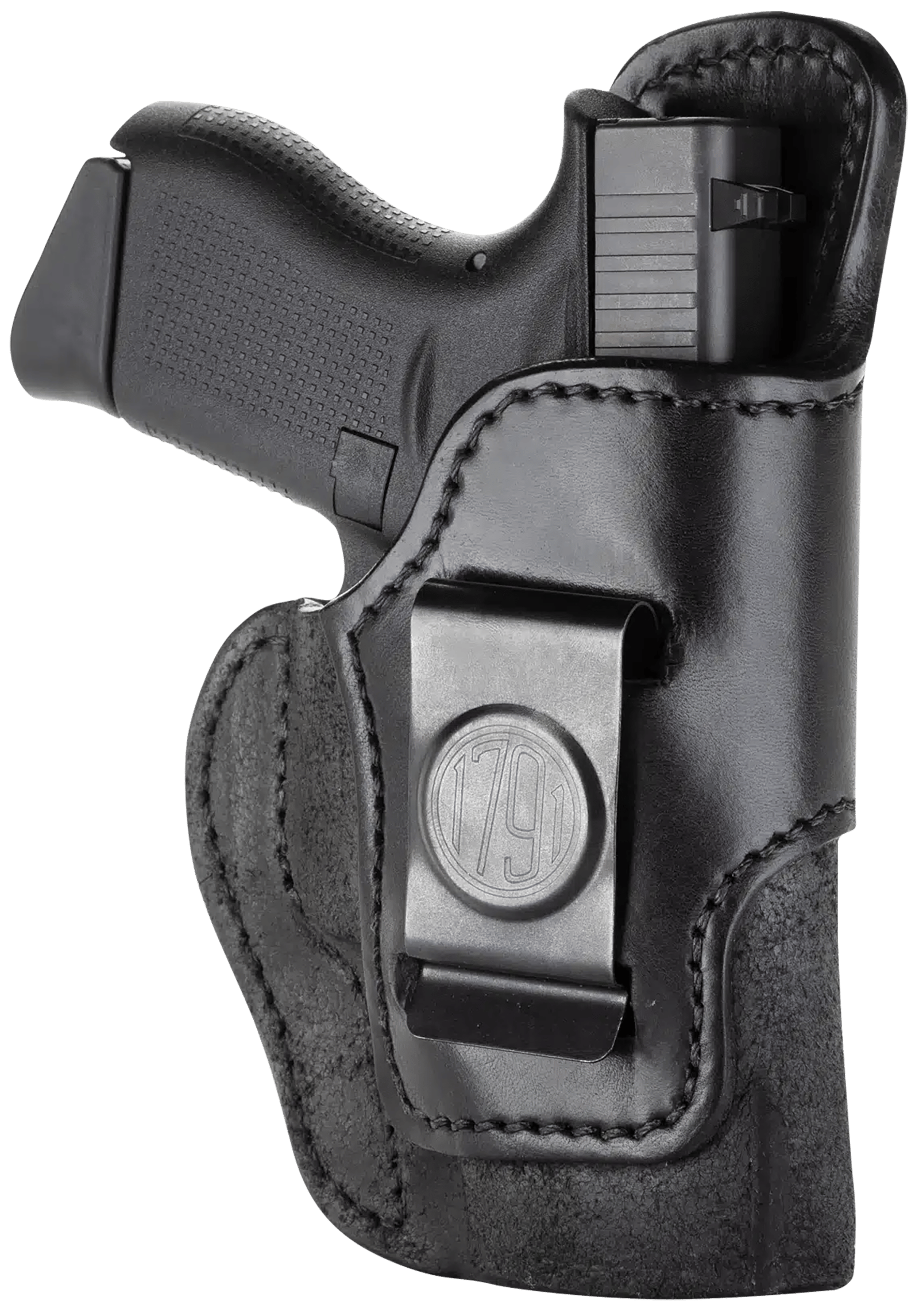 1791 Gunleather RCH3BLKR RCH  IWB Size 03 Black Leather Belt Clip Compatible w/Ruger LC9/1911/Glock 43/43X Right Hand