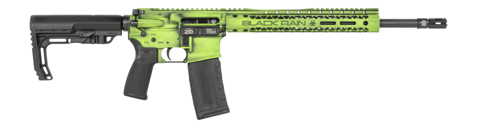 Black Rain Ordnance FUSION300BLKZGB Fission  300 Blackout 30+1 16" Black Nitride Threaded Barrel, Zombie Green Battleworn Aluminum Receiver w/Picatinny Rail, M-LOK Handguard, MFT Minimalist Black Poly