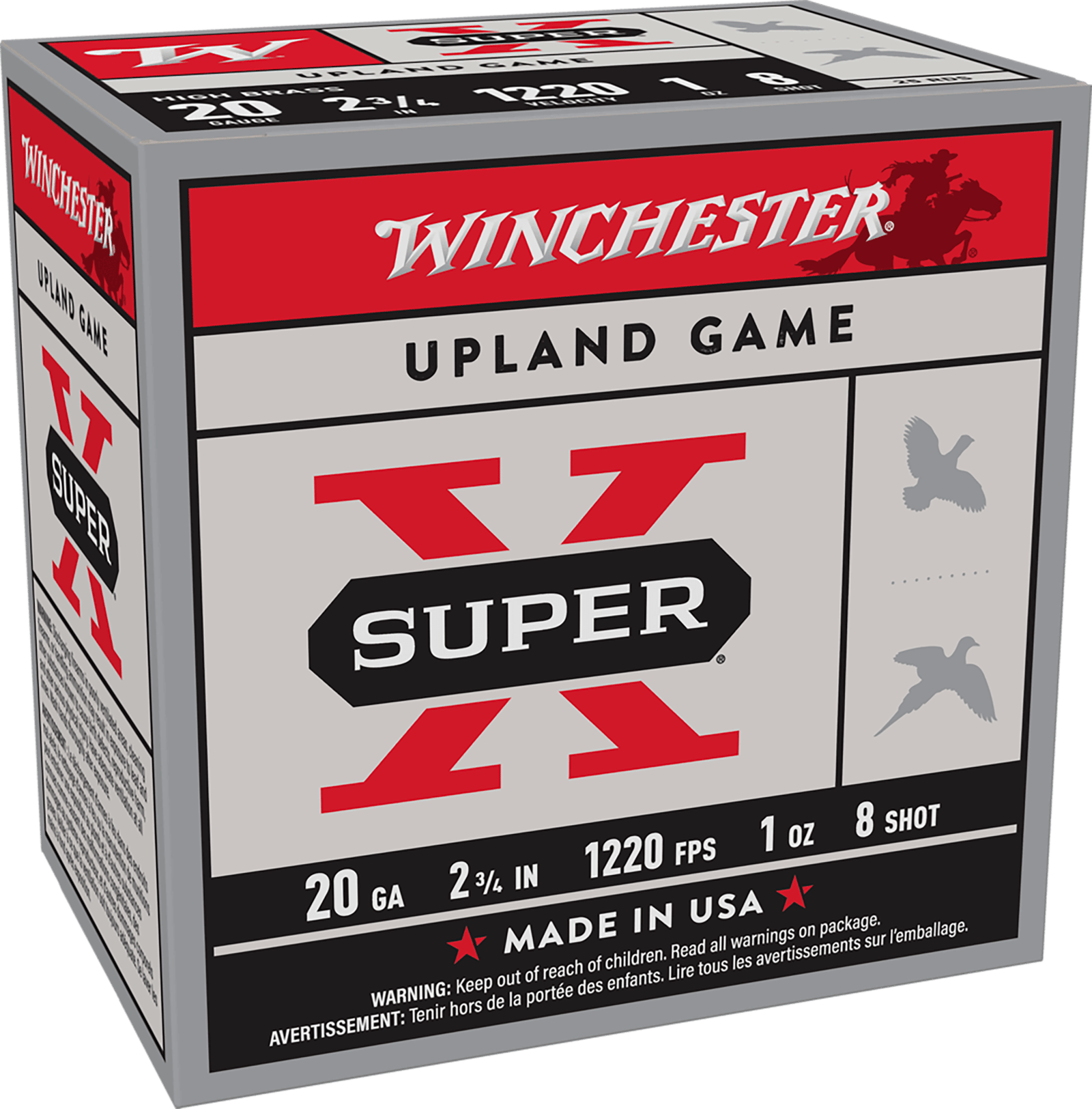 Winchester Ammo X208 Super X Heavy Game Load High Brass 20Gauge 2.75" 1oz 8Shot 25 Per Box/10 Case