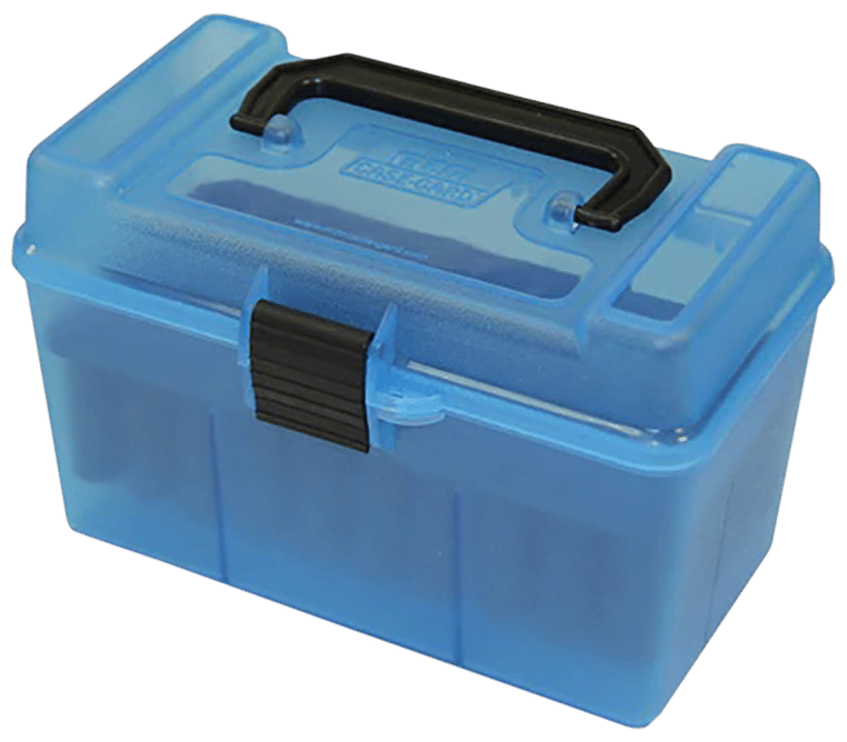 MTM Case-Gard H50RMAG24 Deluxe Ammo Box 300 Win Mag/7mm Rem Clear Blue Polypropylene 50rd
