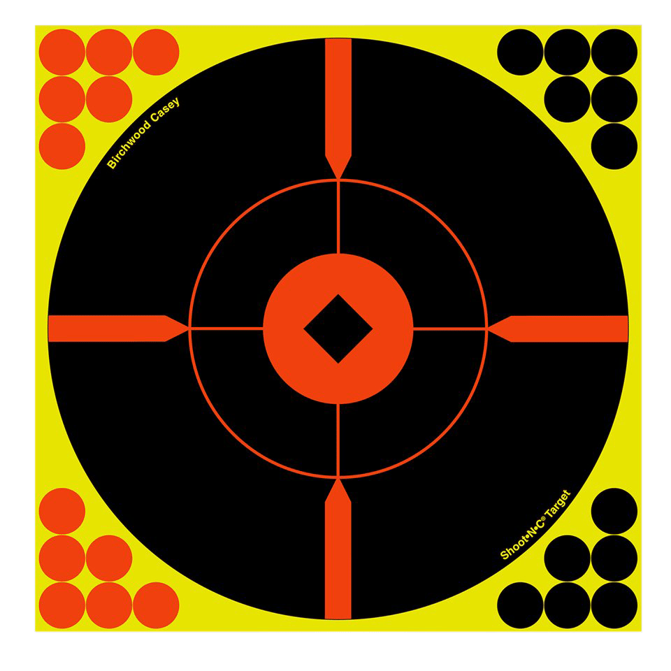 Birchwood Casey 34806 Shoot-N-C Reactive Target Self-Adhesive Paper Black/Yellow/Red 8" Bullseye BMW 6 Pack