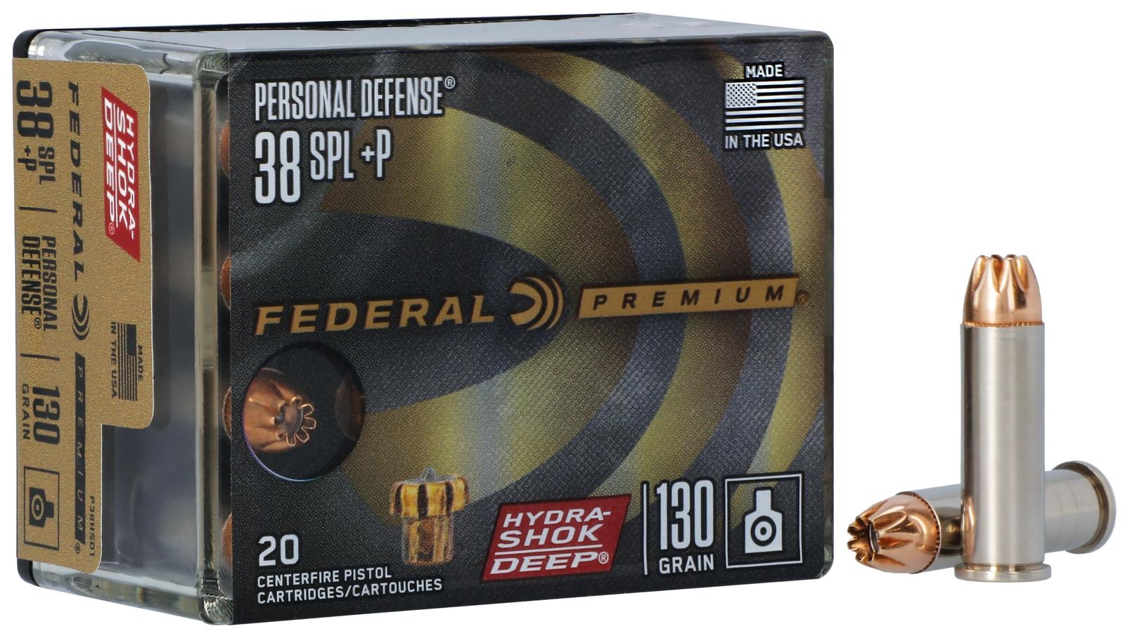 Federal P38HSD1 Premium Personal Defense 38Special+P 130gr Hydra-Shok Deep Hollow Point 20 Per Box/10 Case