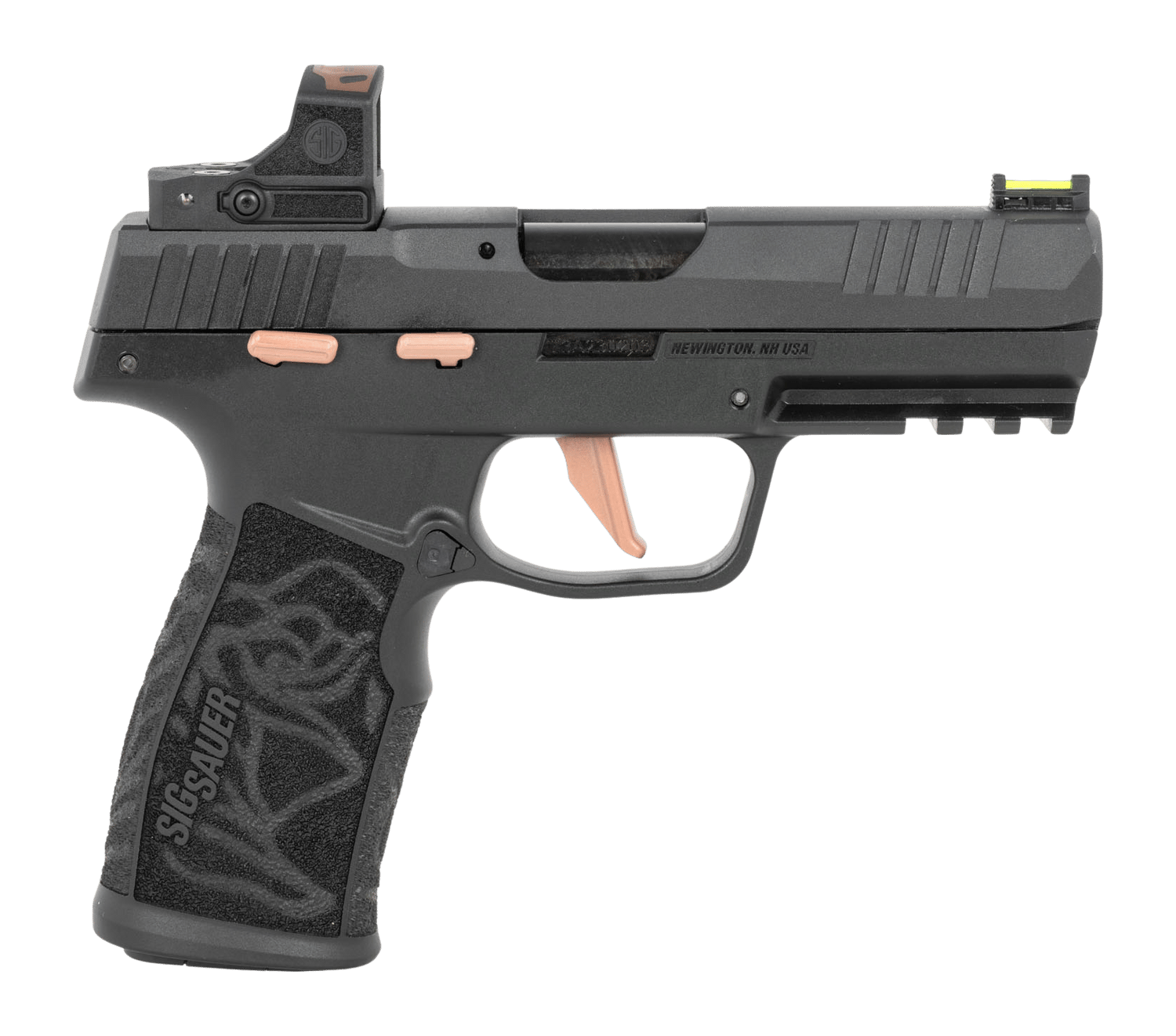 Sig Sauer 322CROSERS10 P322 Rose w/Optic 22 LR 10+1 4" Black Barrel, Black Anodized Serrated w/Optic Slide, Black Stainless Steel Frame w/Picatinny Rail, Rose Laser Engraved Black Polymer Grip, Sig RO