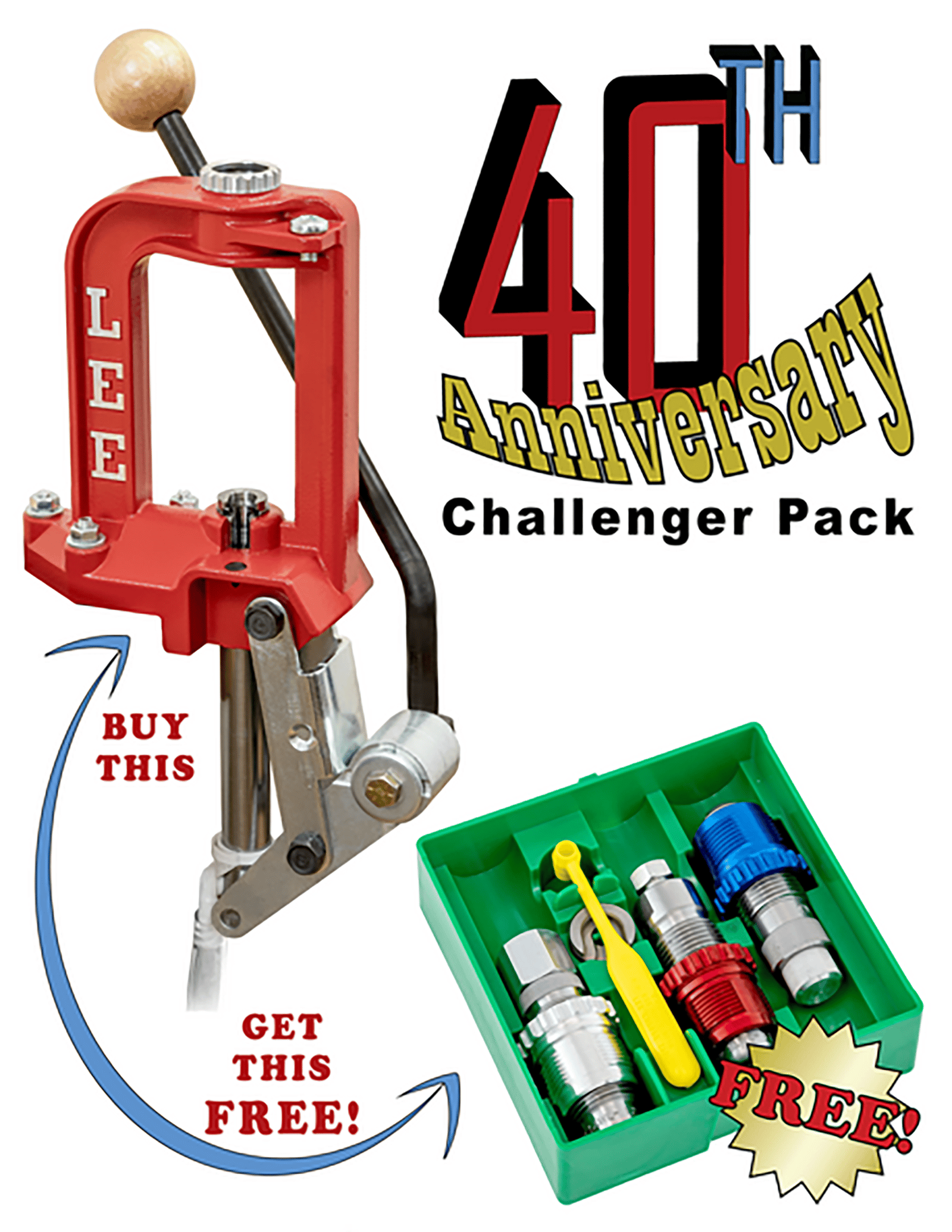 Lee Precision 92130 Challenger Press 40th Anniversary w/Breech Lock 38 special Dies