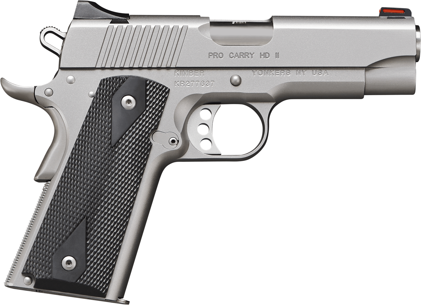 Kimber Mfg.,inc 3200044CA Pro Carry HD II (CA) 38 Super 9+1 4" Stainless Steel Slide Satin Silver Black Synthetic Double Diamond Checkering Grip