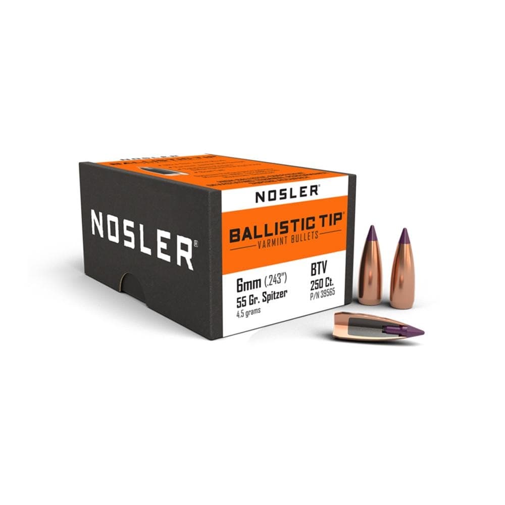 Nosler Ballistic Tip Varmint Bullets 6mm .243" 55 gr SBT-SB 250/ct