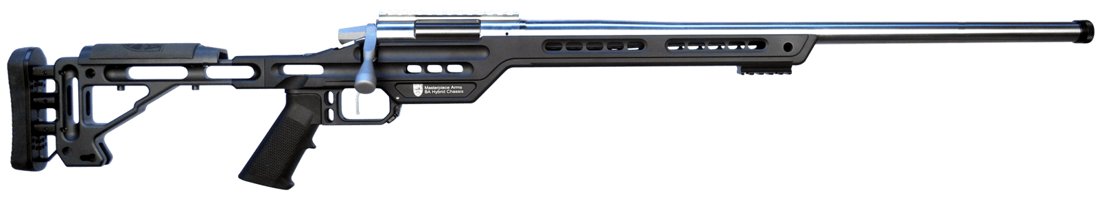 MasterPiece Arms 65CMPMRRHBLKPBA PMR  6.5 Creedmoor 10+1 24" Stainless Steel Polished Black Aluminum Black V-Bedded BA Hybrid Chassis Stock Right Hand