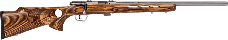 Savage Arms 25725 Mark II BTVS Full Size 22 LR 5+1 21" Satin Heavy Button Rifled Barrel, Satin Drilled & Tapped Stainless Steel Receiver, Satin Brown Thumbhole Laminate Stock, Right Hand