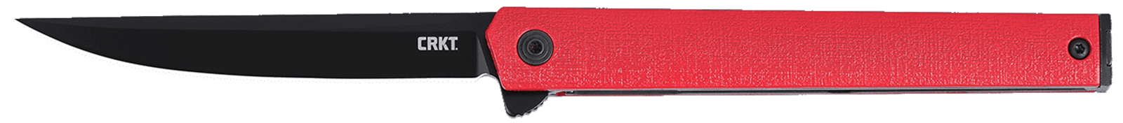 CRKT 7097RK CEO Flipper EDC 3.35" Folding Plain Black EDP AUS-8A SS Blade, Red GRN Handle