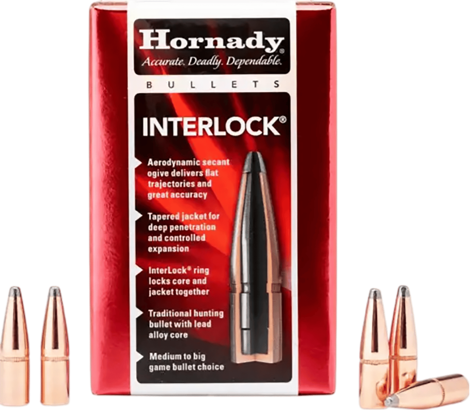 Hornady 3033 InterLock  30 Cal .308 150 gr Boat Tail Soft Point 100 Per Box/ 15 Case