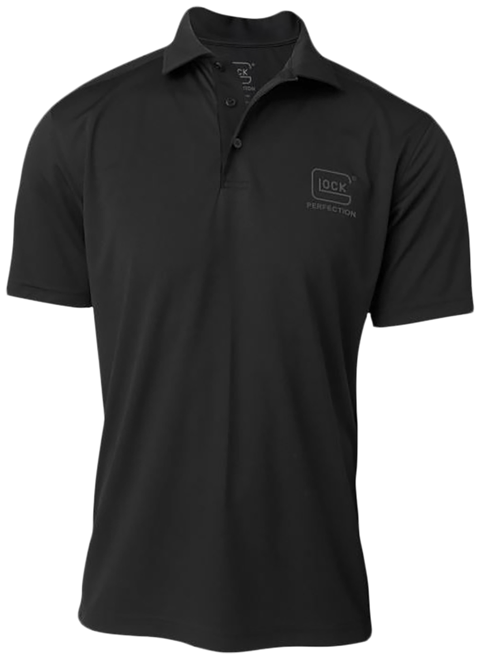 Glock AP96213 Glock Perfection Polo  Black Polyester Mesh Short Sleeve Large