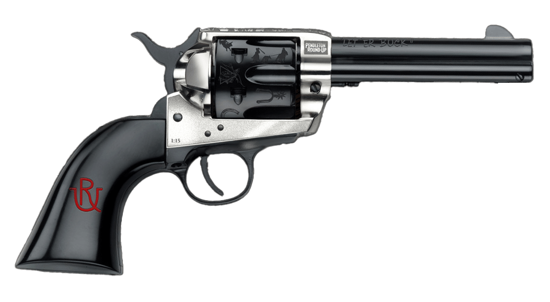 Pietta PFI357PR434BP 1873 Great Western II Pendleton Round?Up 357 Mag 6 Shot 4.75" Blued Engraved Barrel & Cylinder, Ultra Black Engraved Grip, Exposed Hammer