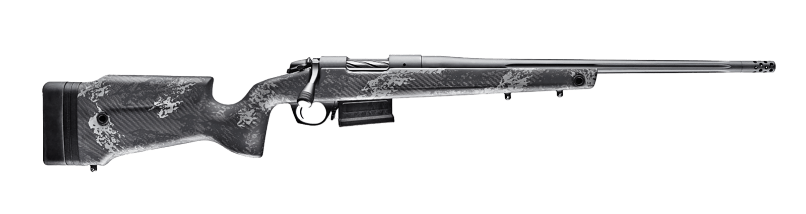 Bergara Rifles B14S754 B-14 Crest 22-250 Rem 5+1 20" Sniper Gray Cerakote #5 Contour Threaded Barrel, Sniper Gray Cerakote Steel Receiver, Black & Gray Sponge Fixed Carbon Fiber Stock