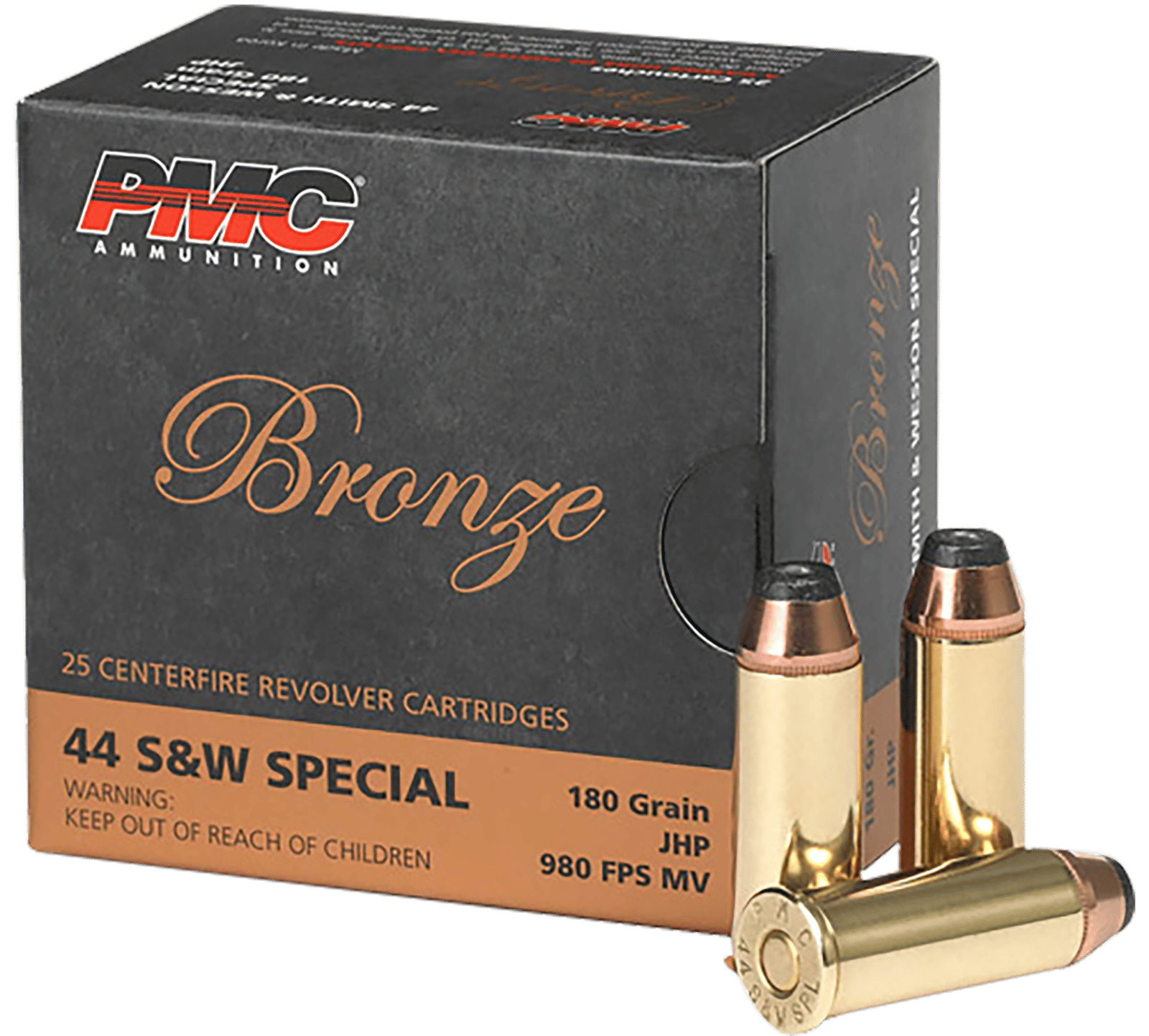PMC 44SB Bronze  44S&WSpl 180gr Jacketed Hollow Point 25 Per Box/20 Case